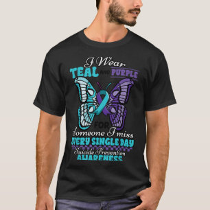 Zelfmoordpreventie Draag Turkoois Paars Iemand Die T-shirt