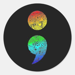 Zelfmoordpreventie en depressiebewustzijn half ronde sticker