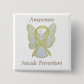 Zelfmoordpreventie Geel bewustzijn Koolstofpijpen Vierkante Button 5,1 Cm (Voorkant)