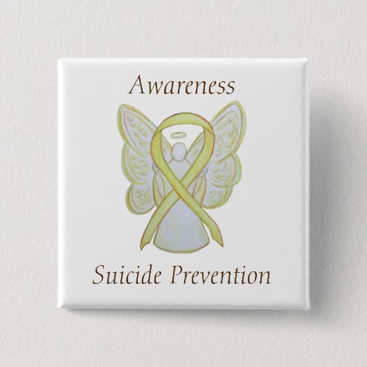 Zelfmoordpreventie Geel bewustzijn Koolstofpijpen Vierkante Button 5,1 Cm (Voorkant)