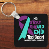 Zelfmoordpreventie Geen verhaal mag eindigen Blauw Sleutelhanger (Voorkant)