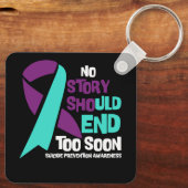 Zelfmoordpreventie Geen verhaal mag eindigen Blauw Sleutelhanger (Achterkant)