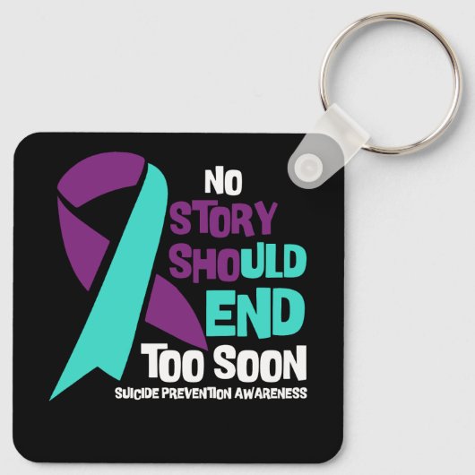 Zelfmoordpreventie Geen verhaal mag eindigen Blauw Sleutelhanger (Achterkant)