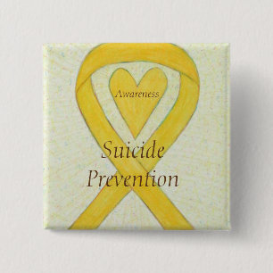 Zelfmoordpreventie Gele bewustwording Koolstofpijn Vierkante Button 5,1 Cm