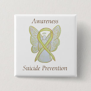 Zelfmoordpreventie Gele bewustwording Koolstofpijn Vierkante Button 5,1 Cm