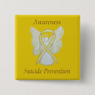 Zelfmoordpreventie Gele bewustwording Koolstofpijn Vierkante Button 5,1 Cm