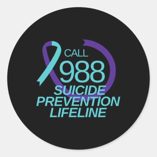 Zelfmoordpreventie Lifeline Call 988 Ronde Sticker (Voorkant)