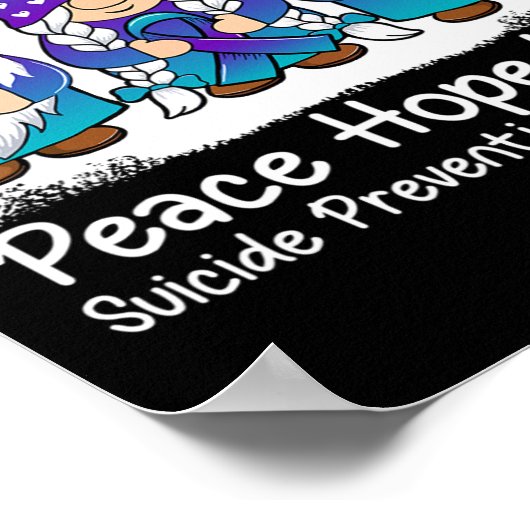 Zelfmoordpreventie Ondersteunt gnomen met Blauwgro Poster (Hoek)