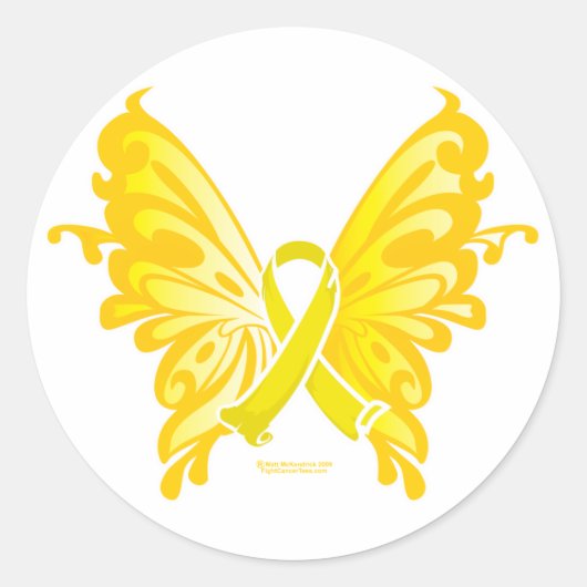 Zelfmoordpreventie Ribbon Butterfly Ronde Sticker (Voorkant)