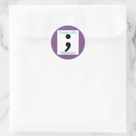 Zelfmoordpreventie semicolon ronde sticker (Tas)