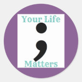 Zelfmoordpreventie semicolon ronde sticker (Voorkant)
