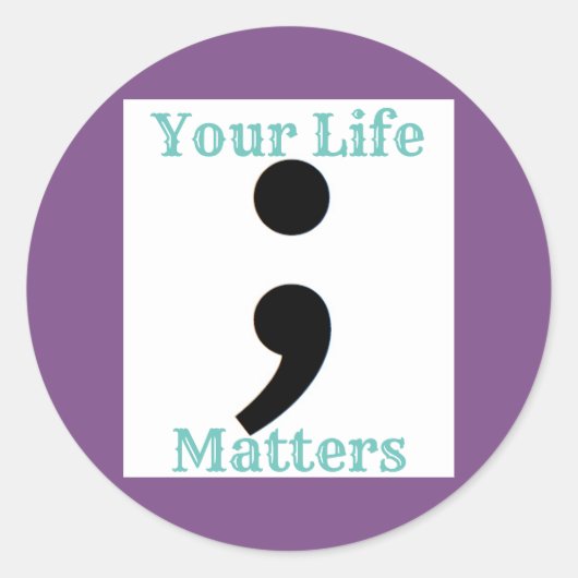 Zelfmoordpreventie semicolon ronde sticker (Voorkant)