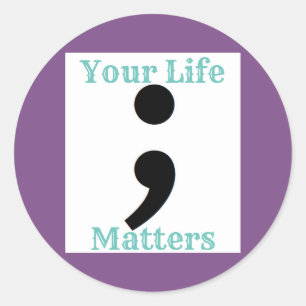 Zelfmoordpreventie semicolon ronde sticker