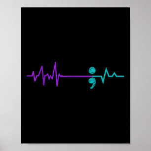 Zelfmoordpreventie Shirt Bewustzijn Semicolon Blij Poster