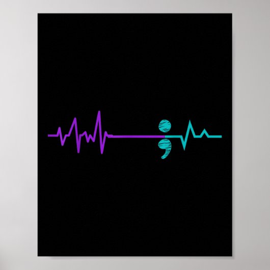 Zelfmoordpreventie Shirt Bewustzijn Semicolon Blij Poster (Voorkant)