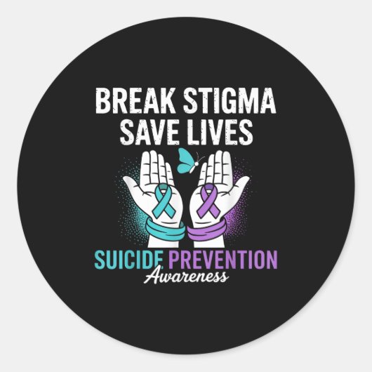 Zelfmoordpreventie Steun Doorbreek Stigma Zelfmoor Ronde Sticker (Voorkant)