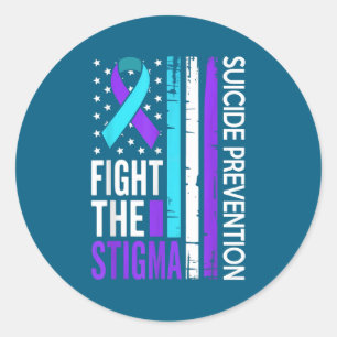 Zelfmoordpreventie Steun Stigma Bestrijden Vintage Ronde Sticker