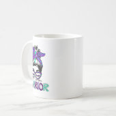 Zelfmoordpreventie Warrior Messy Bun Suicide Aware Koffiemok (Voorkant links)