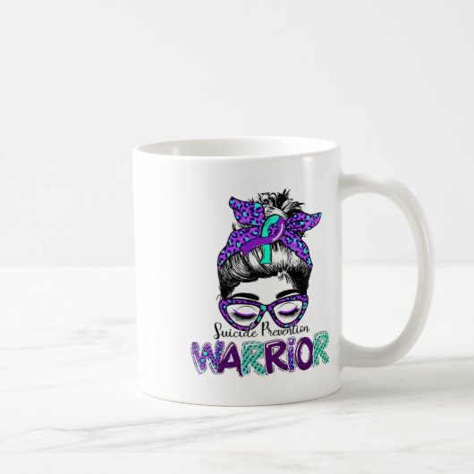 Zelfmoordpreventie Warrior Messy Bun Suicide Aware Koffiemok (Rechts)