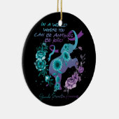 Zelfmoordpreventie Zonnebloem Elephant Blauwgroen  Keramisch Ornament (Rechts)