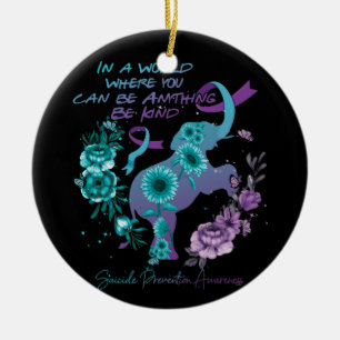 Zelfmoordpreventie Zonnebloem Elephant Blauwgroen Keramisch Ornament