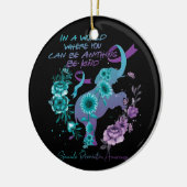 Zelfmoordpreventie Zonnebloem Elephant Blauwgroen  Keramisch Ornament (Links)