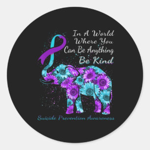Zelfmoordpreventie Zonnebloem Elephant Ronde Sticker