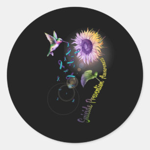 Zelfmoordpreventie Zonnebloem kolibrie Ronde Sticker