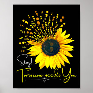 Zelfmoordpreventie Zonnebloem Semicolon S Poster