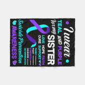 Zelfmoordpreventielint I Draag Blauwgroen en Paars Fleece Deken (Voorkant (Horizontaal))