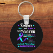 Zelfmoordpreventielint I Draag Blauwgroen en Paars Sleutelhanger (Voorkant)