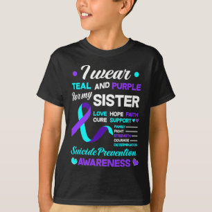 Zelfmoordpreventielint I Draag Blauwgroen en Paars T-shirt