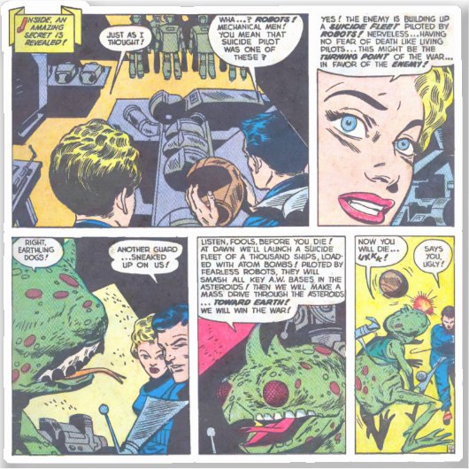 Zelfmoordvloot geleid door onverharde robots strip sticker (Voorkant)