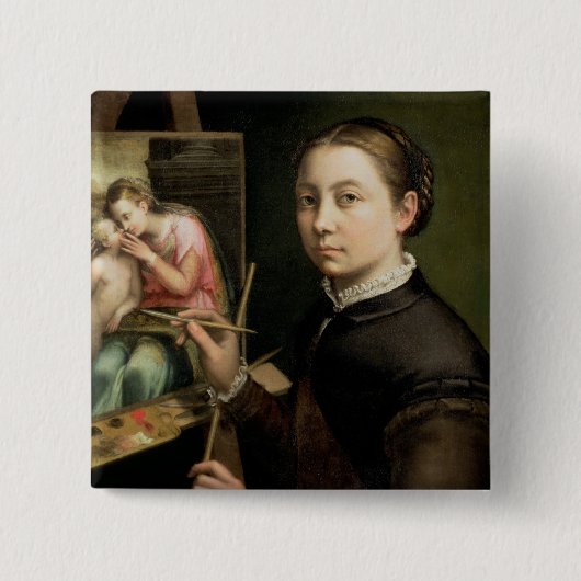 Zelfportret, 1556 vierkante button 5,1 cm (Voorkant)