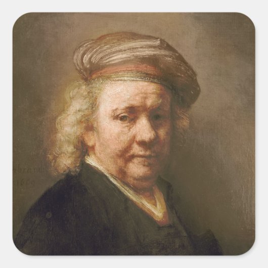 Zelfportret, 1669 vierkante sticker (Voorkant)