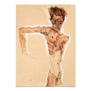 Zelfportret (1911) Egon Schiele Foto Afdruk