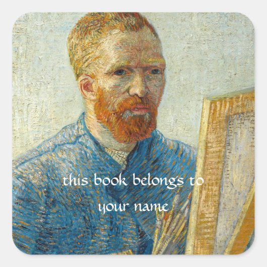 Zelfportret als schilder van Vincent Van Gogh Vierkante Sticker (Voorkant)