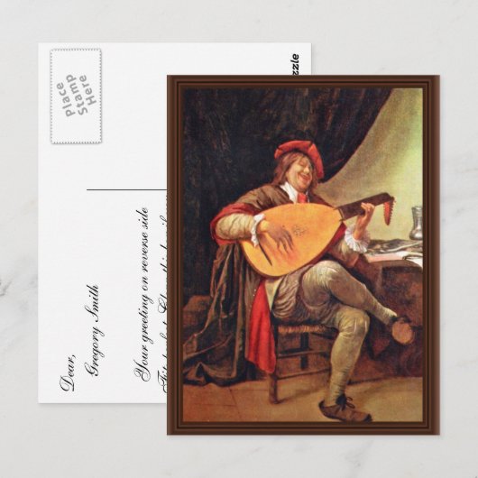 Zelfportret als violinspeler door een steentjan (B Briefkaart (Voorkant / Achterkant)