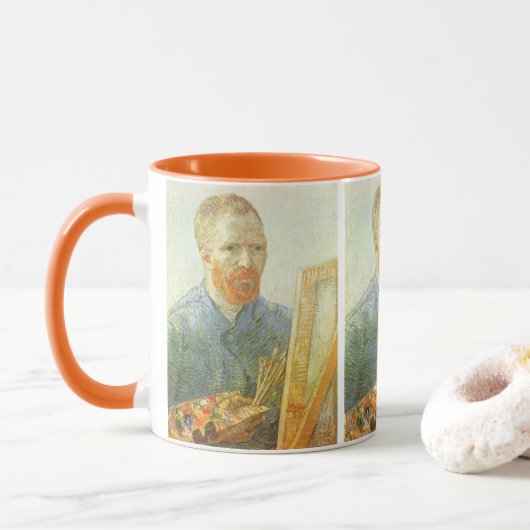 Zelfportret bij het ezelschild, Vincent van Gogh Mok (Met donut)