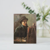 Zelfportret, donker Pet, Easel Van Gogh Fine Art Briefkaart (Staand voorkant)