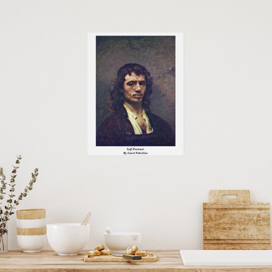 Zelfportret. Door Carel Fabritius Poster (Keuken)