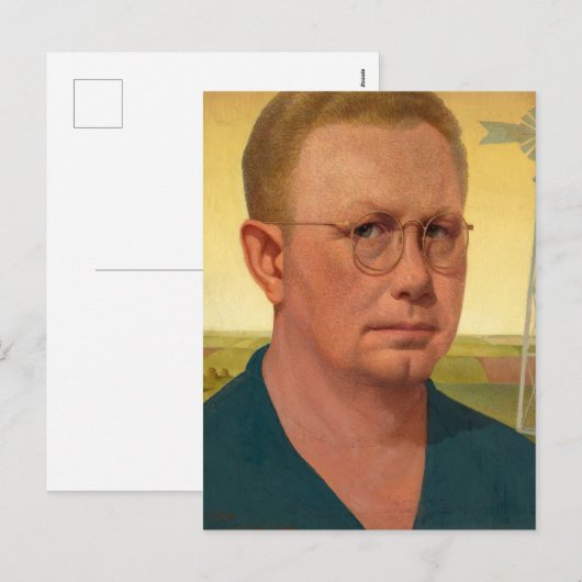 Zelfportret door Grant Wood Feestdagenkaart (Voorkant / Achterkant)