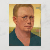 Zelfportret door Grant Wood Feestdagenkaart (Voorkant)