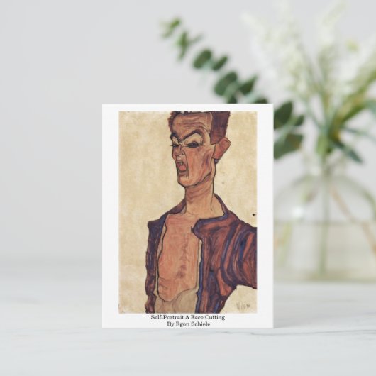 zelfportret een gezicht dat met Egon Schiele bedek Briefkaart (Staand voorkant)