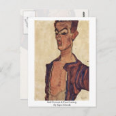 zelfportret een gezicht dat met Egon Schiele bedek Briefkaart (Voorkant / Achterkant)