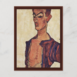 Zelfportret een gezicht door Schiele Egon Briefkaart