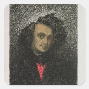 Zelfportret, gekleed voor "Hernani" Vierkante Sticker