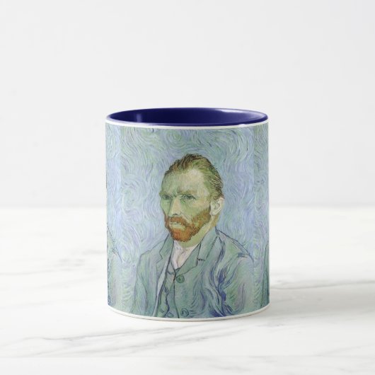 Zelfportret in blauw door Vincent van Gogh Mok (Midden)
