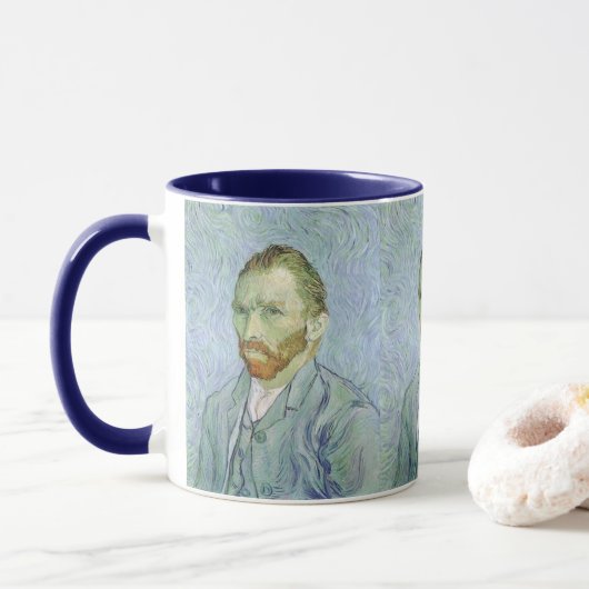 Zelfportret in blauw door Vincent van Gogh Mok (Met donut)