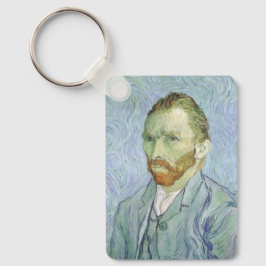 Zelfportret in Blauw door Vincent van Gogh Sleutelhanger (Voorkant)